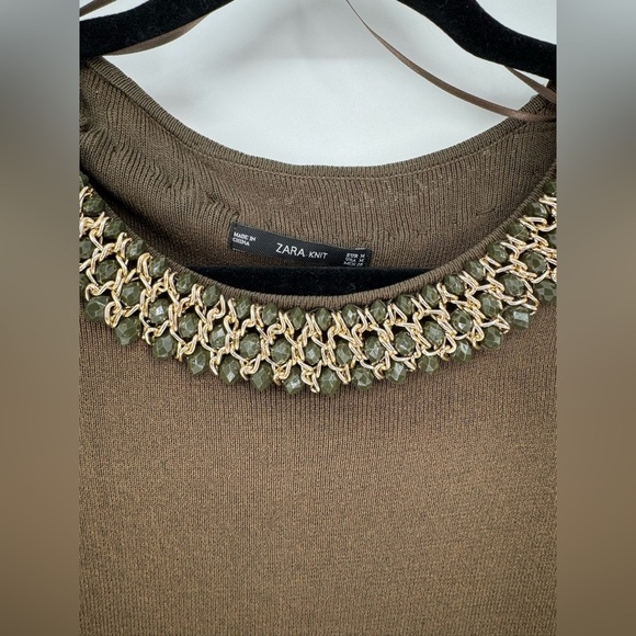 Zara Knit Beaded Scoop Neck Long Sleeve Blouse - Picture 2 of 11